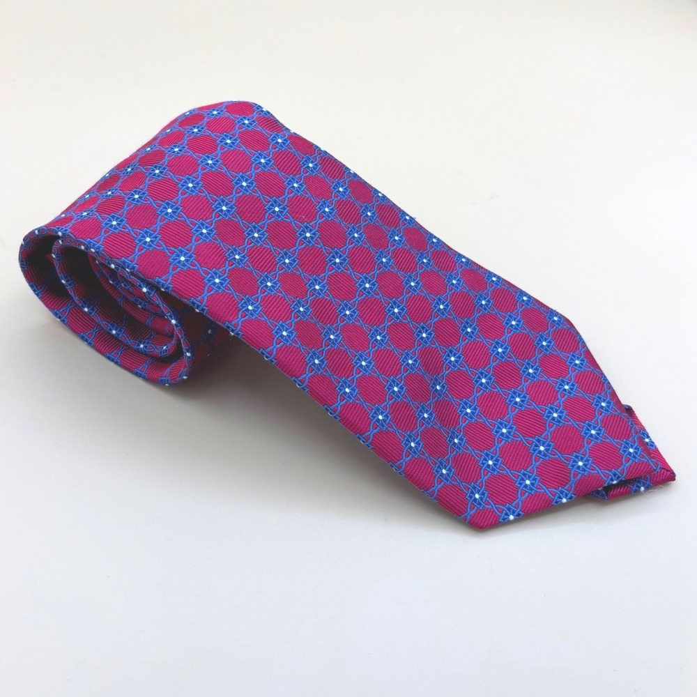 Jos. A. Bank Executive Collection Red Blue Geometric Silk Necktie Mens Tie